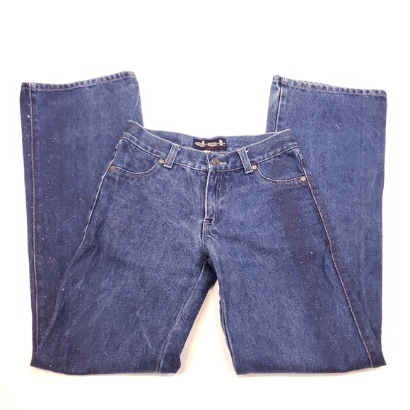 Vintage Y2K D.E.I Glitter Wide Leg Jeans - Picture 4 of 15